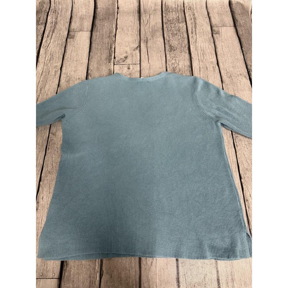 Women’s J.Jill V Neck Sweater Teal Blue Sz Medium Petite PM Cotton Blend - Picture 9 of 9